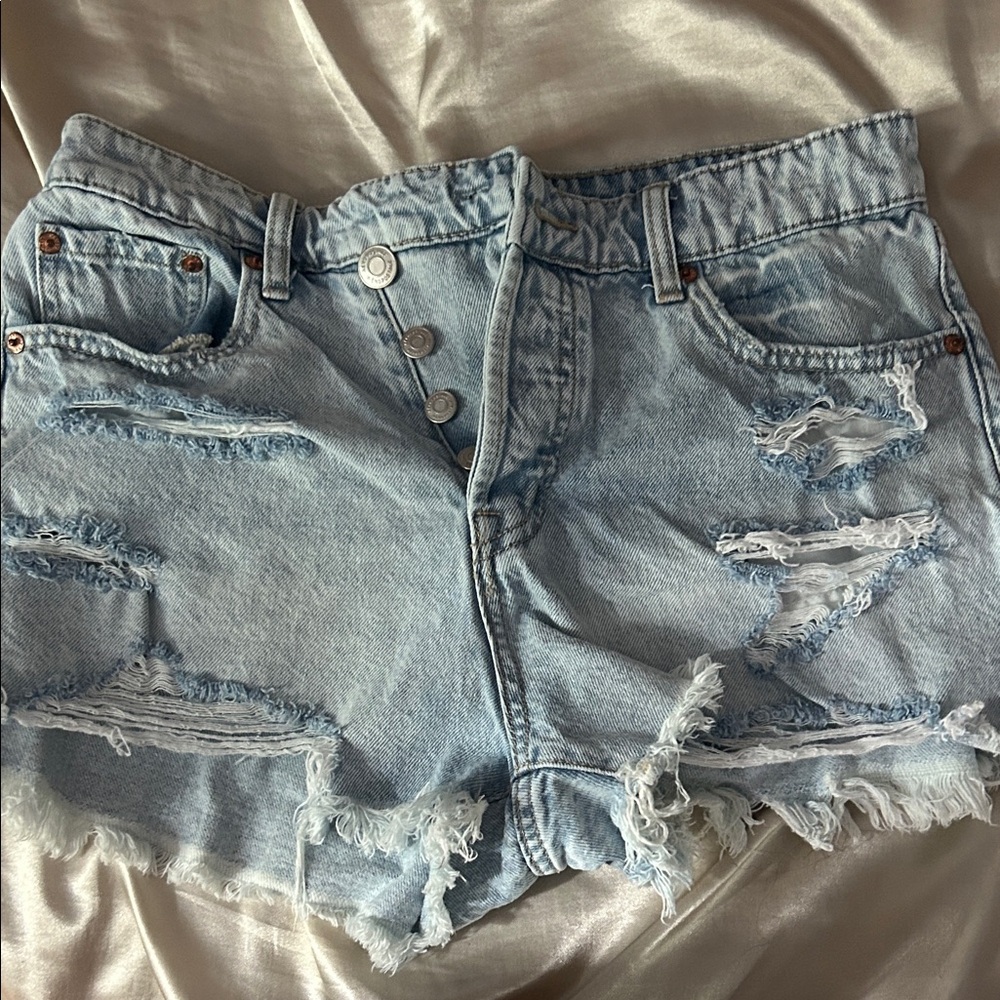 Aeropostale Light Blue Distressed Jean Shorts